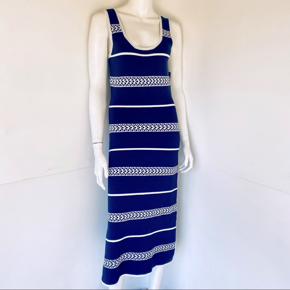 Laundry Shelli Segal Sheath Bodycon Striped Midi Dress XS